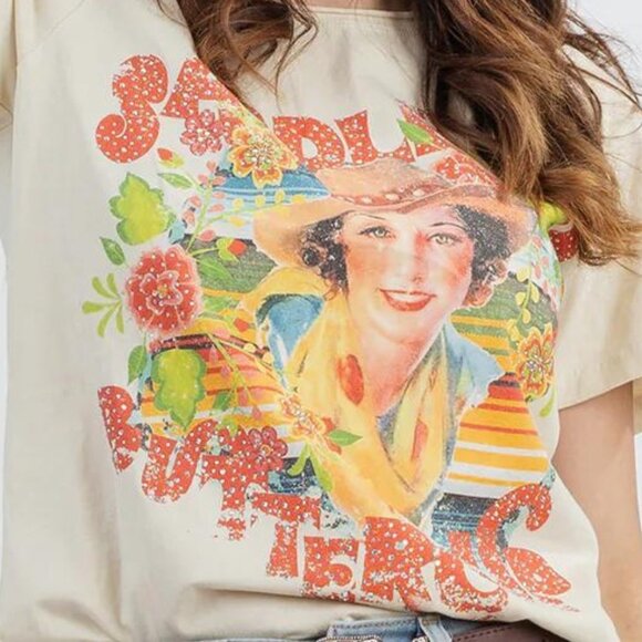 MONTANA WEST American Bling Saddle Up Buttercup Short Sleeve T Shirt Top L NWT - Picture 2 of 11